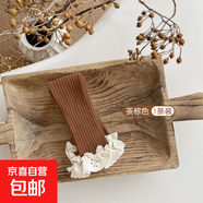 芭芭鴨女童公主蕾絲花邊九分打底褲純棉寶寶兒童淑女春秋薄款日系 茶棕色1條裝 9-12歲 XL