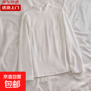 軟綿綿德絨手感小立領(lǐng)打底衫女秋冬季溫暖彈力針織衫t恤上衣潮YRL 白色【薄款】 2XL 【125-140斤】