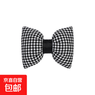 CCD汽車頭枕腰靠四季通用創(chuàng)意花朵車內(nèi)靠枕時(shí)尚千鳥格車載護(hù)頸枕 針織皮革腰封千鳥格頭枕黑色