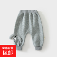 童褲嬰兒衛褲復合加絨寶寶褲子中腰大屁屁褲外穿秋冬男女童哈倫褲 深灰（狗狗復合絨屁屁褲） 73 73CM