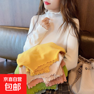半高領(lǐng)木耳邊打底衫女秋冬季內(nèi)搭糖果色毛衣針織衫上衣洋氣百搭潮 粉紅色 均碼