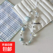 原創(chuàng  )卡通四件套手機鏈通用包包串珠ccd相機掛飾三麗鷗可愛(ài)手機掛繩包包掛黃油小熊kitty海綿寶寶 透明海鹽心