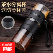 創(chuàng  )意透明花茶水杯茶水分離玻璃杯單層泡茶杯過(guò)濾水杯便攜男女杯子 泡茶杯-400ML【一個(gè)裝】