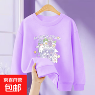2025新款女童冬季加絨休閑衛(wèi)衣中大童洋氣加厚韓版圓領百搭上衣女 L2053紫色 110