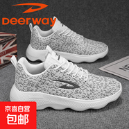 德?tīng)柣莩迸颇行?025飛織網(wǎng)面運動(dòng)鞋跑步百搭透氣輕便休閑鞋149 DEH-152173794灰白 41