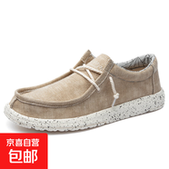 2025春夏時(shí)尚百搭休閑帆布鞋男舒適透氣一腳蹬懶人鞋駕車鞋樂福鞋 杏色 44 尺碼偏大， 建議拍小一碼