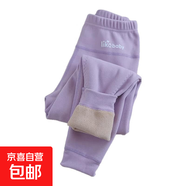 新款兒童羊毛打底褲無骨秋褲睡褲男童女童磨毛保暖褲秋p345 女童-紫色（兒童護(hù)膝褲）p 130 cm