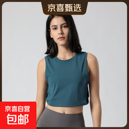 秋冬新款瑜伽運動背心女歐美寬松健身背心不含胸墊高彈力訓練背心 湖藍色 XL