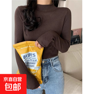 半高領(lǐng)打底衫女秋冬內(nèi)搭毛衣洋氣長袖上衣韓版百搭糖果色針織衫潮 咖啡色 均碼