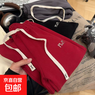 兒童秋冬款長(cháng)褲男童寬松運動(dòng)褲韓版衛褲女寶寶休閑打底褲子潮 紅色【加絨款】 55%棉45%聚酯纖維 150 【身高135-145cm】