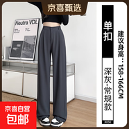 黑色西裝褲女春秋2025新款高腰垂感高級感西褲直筒小個(gè)子闊腿褲子 深灰【單扣】常規款 S 適合【80-90斤】