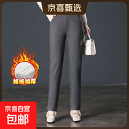 格子加絨加厚直筒新款休閑中年女褲毛呢中老年大碼時(shí)尚鉛筆褲 小格 35