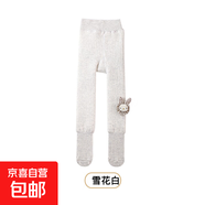 新款笑臉兔子洋氣外穿兒童連褲襪冬季保暖加絨加厚甜美女童打底褲 雪花白 【1條裝】 4-6歲 (XL) 【建議身高102-115cm】