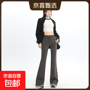 美式黑色加絨微喇休閑褲女慵懶辣妹低腰喇叭褲顯瘦抽繩運(yùn)動(dòng)瑜伽褲 UD152--灰色長(zhǎng)褲【常規(guī)】 S