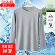 夏季冰絲短袖T恤男透氣速干衣冰感大碼運(yùn)動(dòng)沙灘速干上衣網(wǎng)眼TSJ 長(zhǎng)袖淺灰色 3XL