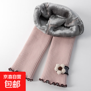 蝴蝶結花邊九分女童打底褲秋冬季新款加絨加厚外穿洋氣女童連褲襪 D004皮粉-毛線(xiàn)花 【1條裝】 5-7歲 (XL) 【建議身高108-115cm】