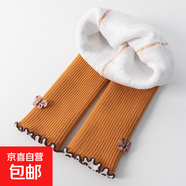 蝴蝶結花邊九分女童打底褲秋冬季新款加絨加厚外穿洋氣女童連褲襪 D004姜黃-蝴蝶 【1條裝】 1-3歲 (M) 【建議身高80-94cm】?jì)捎靡d