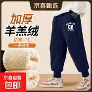 【羊羔絨】男童加絨褲子秋冬2025新款男孩長(cháng)褲保暖羊羔絨兒童棉褲 【羊羔絨】B08K藏青 130