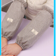 朵語(yǔ)綿秋冬純棉女袖套防污保暖寬松加肥韓版簡(jiǎn)約袖頭羽絨服辦公清潔袖筒 咖啡細條紋長(cháng)款 純棉寬松33厘米