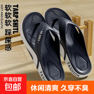 人字拖男士夏天軟底防滑簡約戶外穿沙灘夾腳踩屎感涼拖鞋休閑韓版 藏青【時(shí)尚外穿】 38-39碼（適合37-38碼）