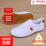 小白鞋牛筋底男女帆布休閑鞋練習訓練鞋透氣防滑耐磨晨練鞋運動(dòng)鞋 太極【白】 單層 42 (260mm)