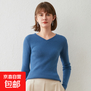 2025秋冬新款V領抽條女款套頭毛衣針織衫雞心領修身百內搭打底衫 霧霾藍 2XL 建議135-150斤