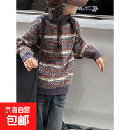 韓國童裝高領(lǐng)女童毛衣兒童冬裝打底衫2025秋冬新款針織衫潮高端潮 DD-M36【灰色高領(lǐng)韓版拼色線條毛衣】 140