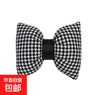 CCD汽車座墊毛絨黑邊千鳥格車內(nèi)坐椅墊冬季高級(jí)感仿兔毛防滑座套 針織皮革腰封千鳥格頭枕