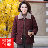 2025新款超輕加厚冬天棉服女裝媽媽裝棉衣冬季短款中老年棉襖外套 紫紅色 4XL (建議135-150斤)