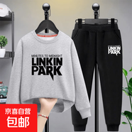 大童男裝秋裝套裝胖童裝男童加肥加大9胖童純棉衛衣長(cháng)褲12潮15歲7 林肯灰衛衣+黑褲子 160