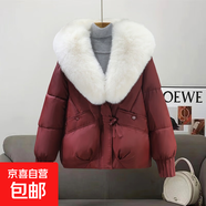 羽絨棉服女短款2025冬季新款時(shí)尚百搭小個(gè)子加厚保暖棉襖 紅色 L 115-130斤