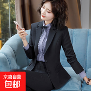 灰色西裝女職業(yè)女裝西服工作服正裝修身顯瘦通勤OL商務(wù)面試套裝 黑色單件外套 （929） 4XL
