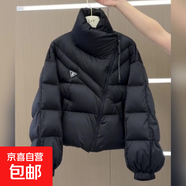 2025年新款棉服女冬短款韓版個(gè)性不規則棉衣設計感寬松加厚棉襖潮 黑色 M