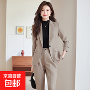 高端小個(gè)子西裝套裝女2025新款秋冬氣質(zhì)職業(yè)裝休閑西服高級感正裝 燕麥色外套+5085#西褲 XL (建議108-118斤左右)