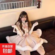 甜美小香風(fēng)圣誕重工套裝裙女秋冬季搭配一整套毛絨拼接斗蓬連衣裙 兩件套 S