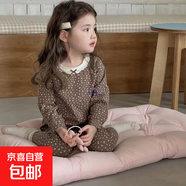 兒童內衣套裝秋冬新款韓版睡衣家居服寶寶秋衣秋褲AA504 sku-咖色碎花-1p 120 (建議身高110-cm體重45-55)
