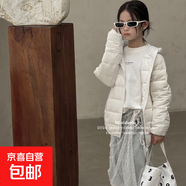 校服神器童裝外套兒童棉衣中大童羽絨絲服防寒服小棉襖女童棉服 米白色 120 推薦身高100-110cm