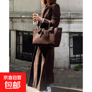 歐美秋冬女裝女式復古大衣氣質(zhì)棕色系帶收腰長(cháng)款外套歐美風(fēng)衣女裝 咖啡色 XL （建議140-160斤）