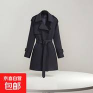 風(fēng)衣女款2025年新款春秋季高端時(shí)尚小個(gè)子中長(cháng)款收腰氣質(zhì)流行外套 黑色【升級面料高端品質(zhì)】 2XL
