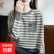 條紋毛衣女2025冬季內搭打底衫寬松慵懶風(fēng)針織衫上衣/YS502-X 灰色條紋 3XL 160-180斤