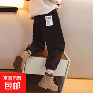 男童褲子棉質(zhì)秋裝寬松百搭兒童馬褲嬰兒寶寶拼接設計感休閑褲女童 咖色 120