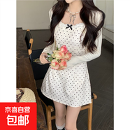 白色波點(diǎn)吊帶蝴蝶結(jié)連衣裙子女裝溫柔氣質(zhì)2025新款夏季小個(gè)子長(zhǎng)裙 白色波點(diǎn)短款 M