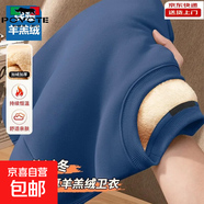 400g羊羔絨衛衣男加絨男款秋冬加厚保暖寬松圓領(lǐng)冬季厚外套上衣 羊羔絨衛衣霧藍色 【工廠(chǎng)清倉款】 3XL