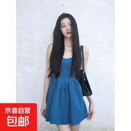 少女感克萊因藍連衣裙女夏季高級可愛(ài)減齡小個(gè)子小眾魚(yú)骨吊帶裙子 淑女風(fēng)連衣裙 L 【建議110-120斤】