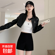 黑色加絨短褲女春秋冬新款韓版高腰顯瘦a字辣妹緊身熱褲打底褲子 410#黑色 XS