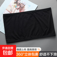 一片式抹胸防走光美背裹胸內衣女學(xué)生韓版無(wú)鋼圈少女發(fā)育期文胸 黑色-1件裝 均碼【80-130斤】