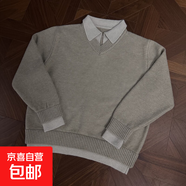 老錢(qián)風(fēng)麻花v領(lǐng)毛衣男款秋季韓系慵懶風(fēng)針織衫內搭美式復古POLO衫 2523燕麥 2XL （150-170斤）