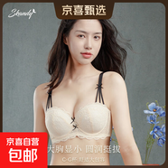 紫蘭蒂胸大顯小夏季薄款大碼內衣女聚攏收副乳防下垂調整型文胸罩 海鹽-藍 95F