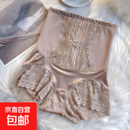 高腰收腹褲冰絲無(wú)痕收小肚子束腰提臀夏季薄款蕾絲花邊大碼安全褲 香檳-1件裝 XL (建議125-150斤)