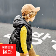 雪中飛同款童裝羽絨服冬裝兒童重工加厚羽絨馬甲男童加厚背心中大 黑色 130